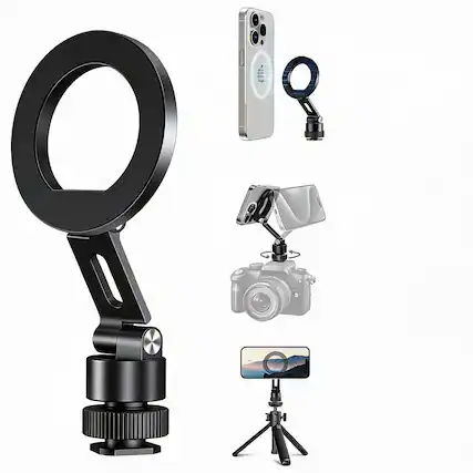 Front. METALTON - Aluminum Magnetic Camera Phone Mount With Rotatable Cold Shoe Base Magsafe Tripod Adapter 1 4 Screw Hot Til... - Rotatable Cold Shoe Base.