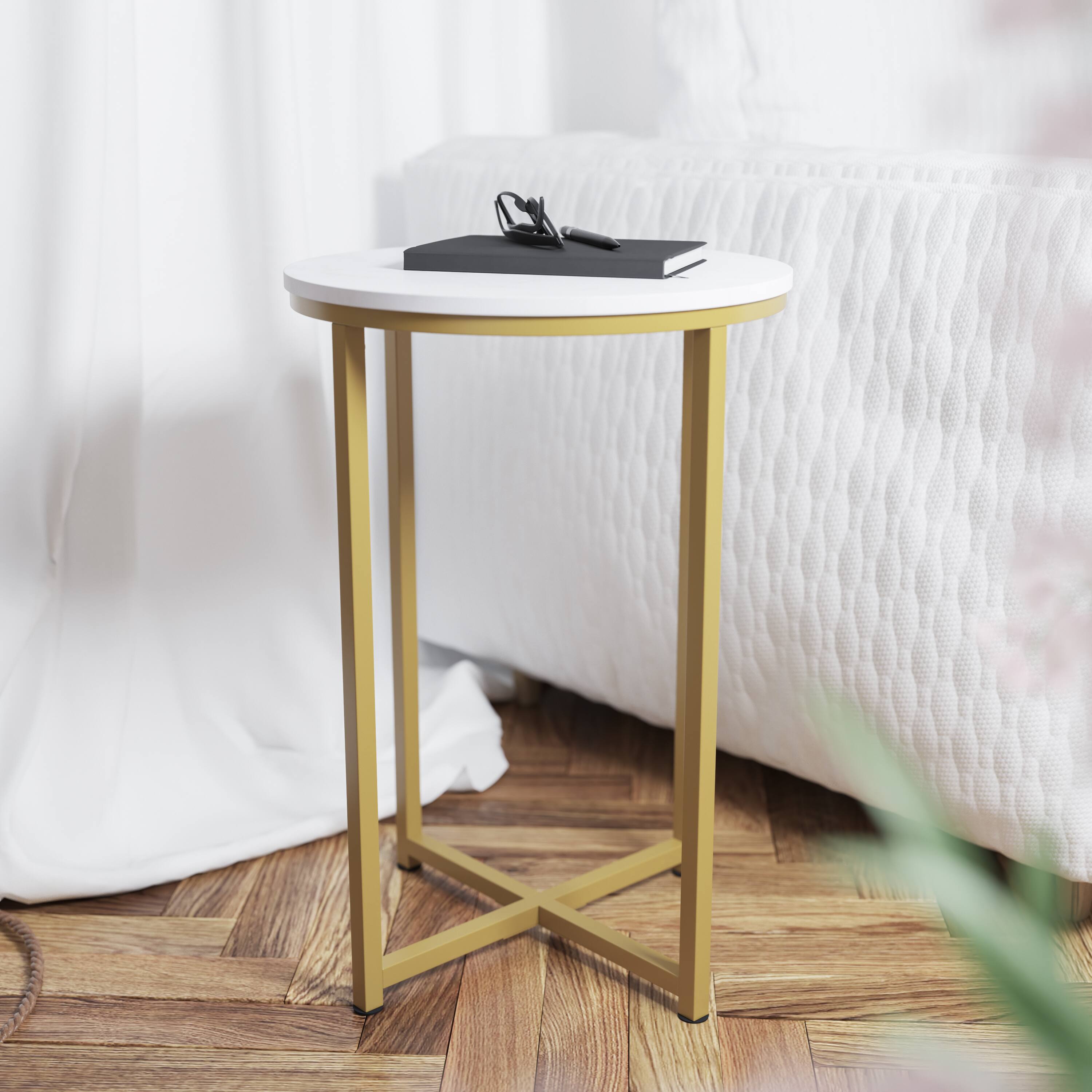 White Top/Brushed Gold Frame