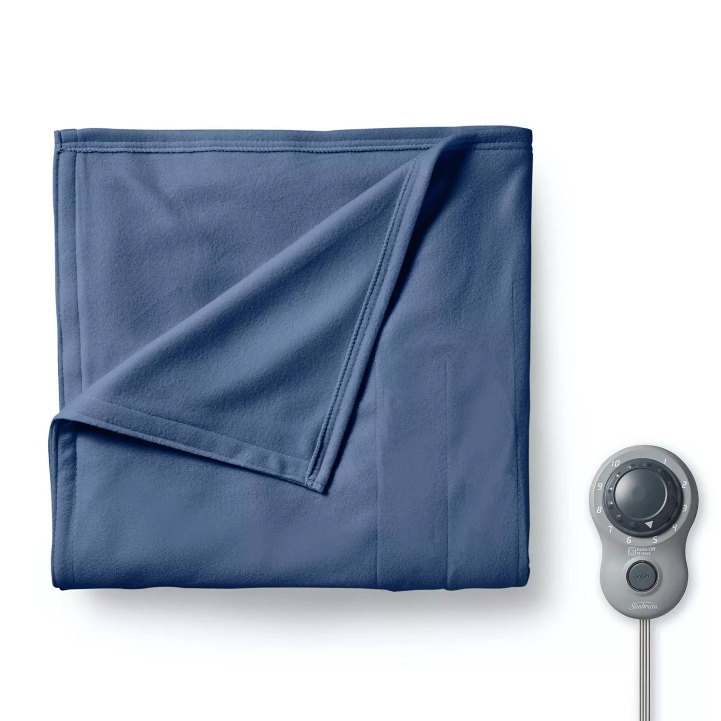 Sunbeam - Twin Size Electric Fleece Heated Blanket - Blue