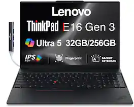 Lenovo - Upgraded - ThinkPad E16 Laptop 16'' Touchscreen (Intel Ultra 5-225U, 32GB DDR5, 256GB SSD, Win 11 Pro) w/DKZ USB Hub - Black