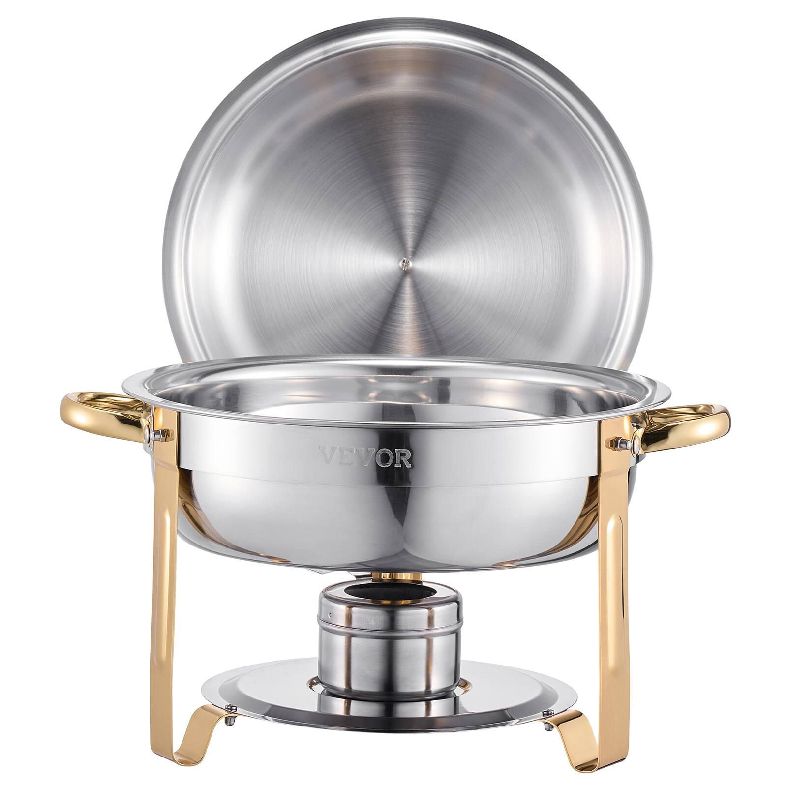 Alt View 5. VEVOR - Chafing Dish Buffet Set, 5 Qt 4 Pack, Stainless Steel Chafer with 4 Full Size Pans, Round Catering Warmer Server - Gold,Silver.