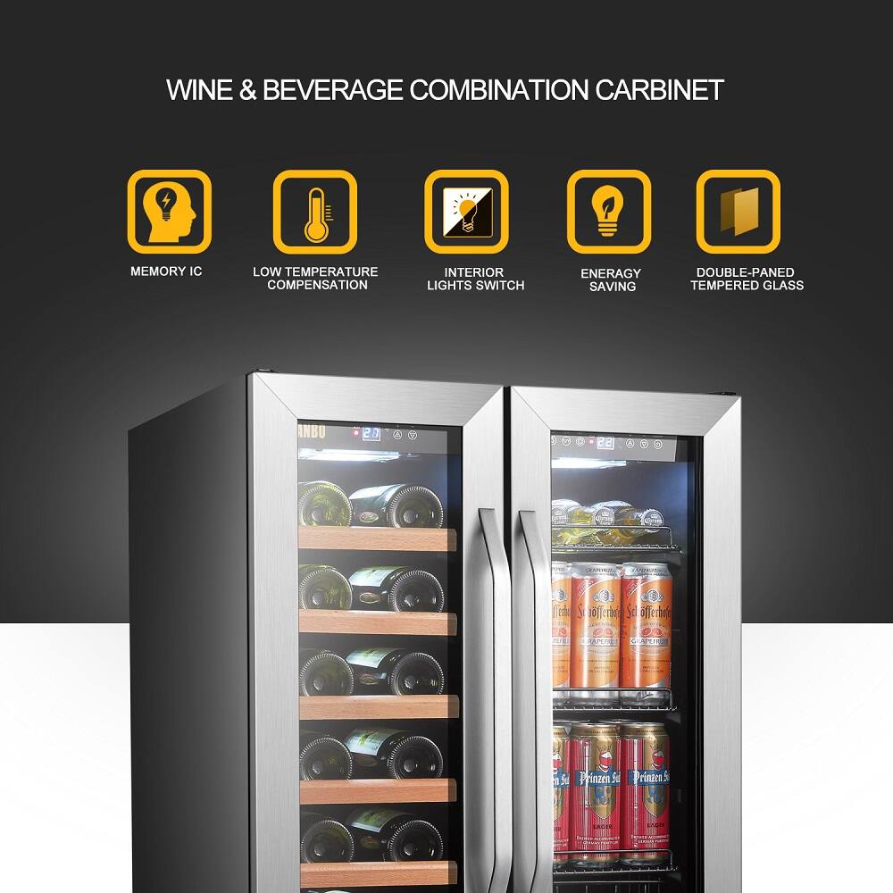 Alt View 15. Lanbo - Freestanding/Built-In 23.4'' width 18 Bottle 56 Can Dual Zone Combo Wine and Beverage Cooler - Black.