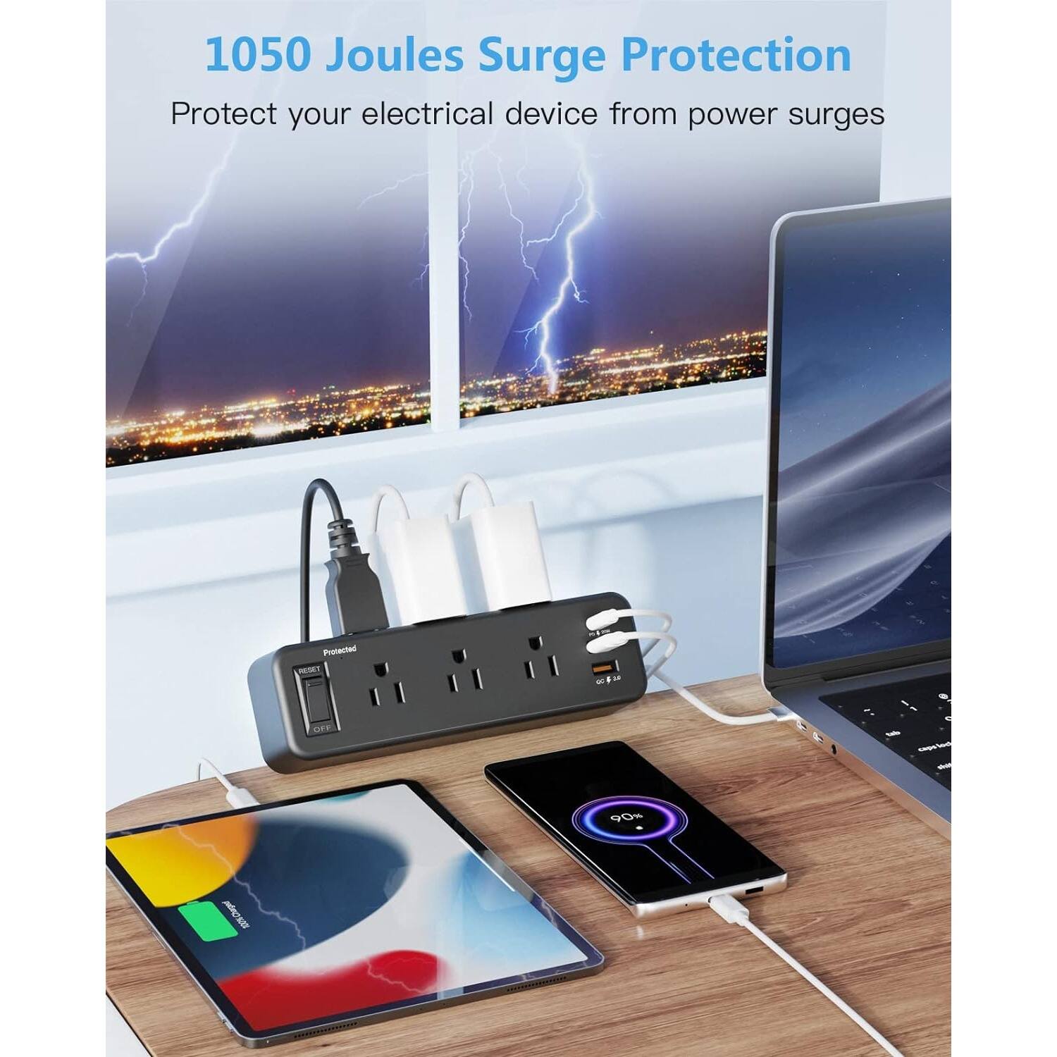 1050 Joules Surge Protection  
Protect your electrical device from power surges