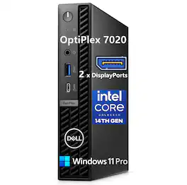 Dell - OptiPlex Micro 7020 Desktop, i3-14100T, 16GB DDR5, 512GB PCIe SSD, WiFi 6E, Triple Display, Windows 11 Pro - Black