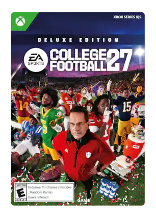 XBOX SERIES X|S
DELUXE EDITION
EA SPORTS COLLEGE 27 FOOTBALL
EVERYONE
In-Game Purchases (Includes Random Items)
Users Interact
ESRB - E (Everyone)