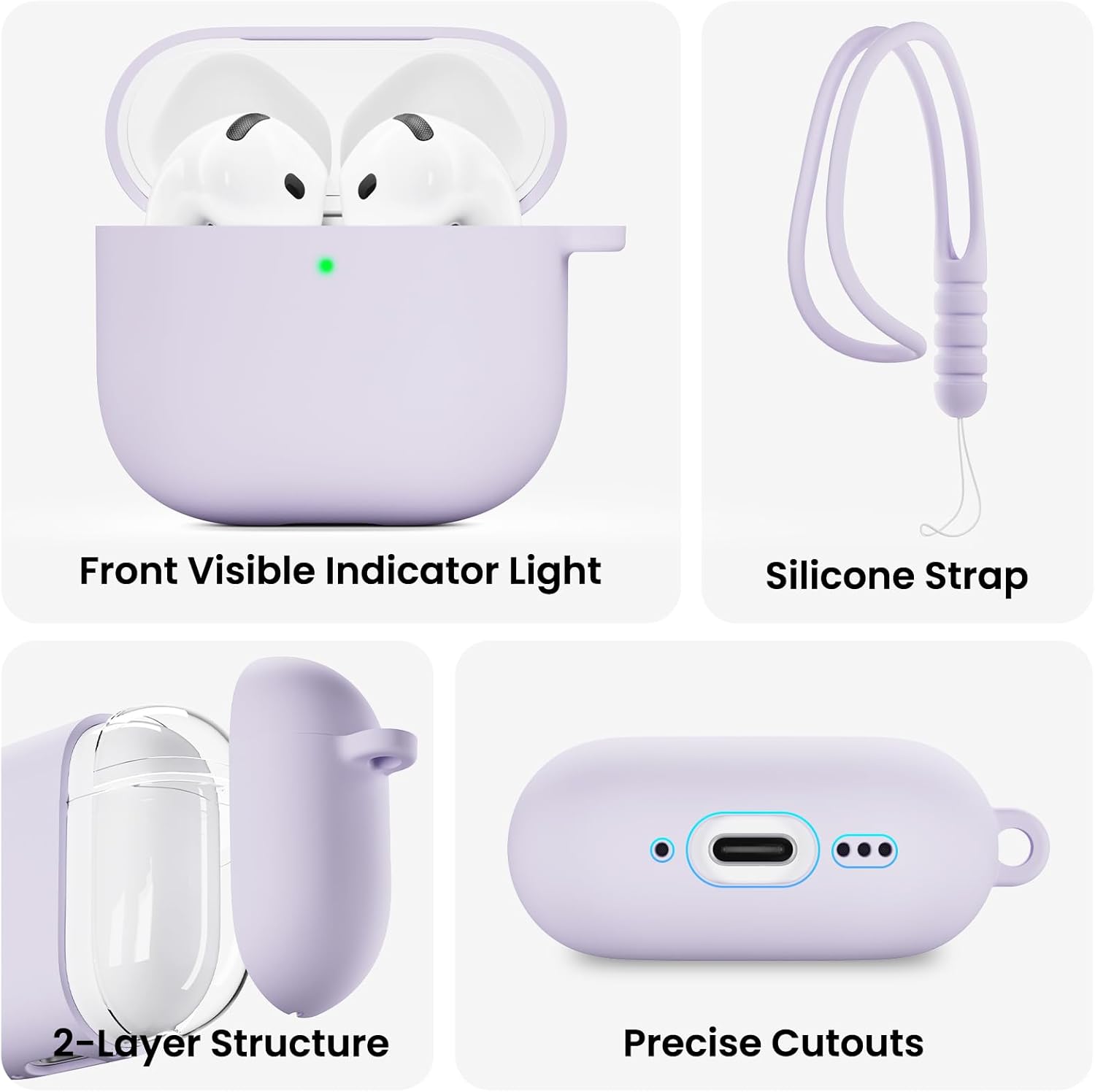 Front Visible Indicator Light, Silicone Strap, 2-Layer Structure, Precise Cutouts