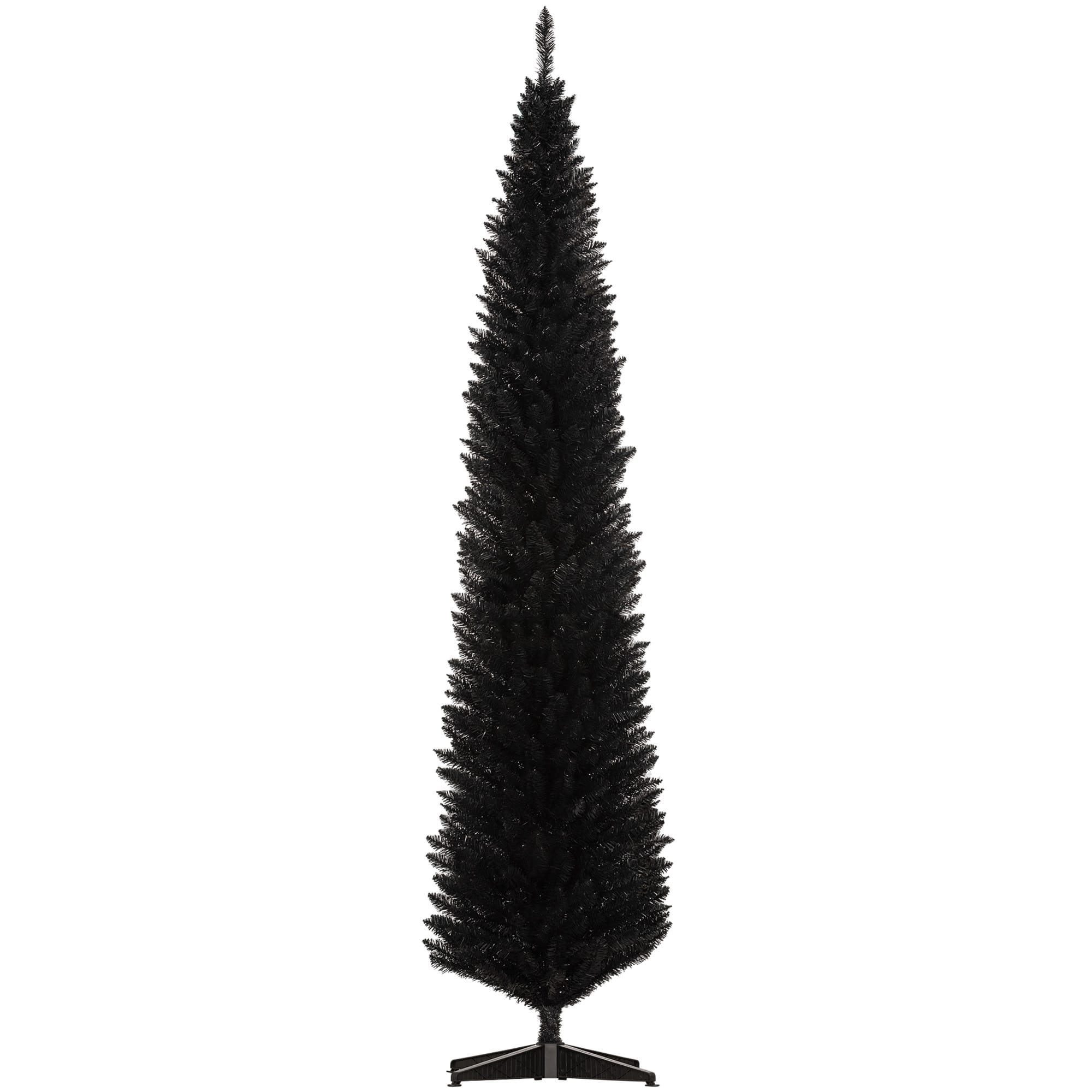 Homcom - Unlit Pencil Artificial Christmas Tree with Realistic Branches and 618 Tips - Black