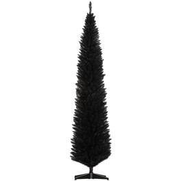Homcom - Unlit Pencil Artificial Christmas Tree with Realistic Branches and 618 Tips - Black
