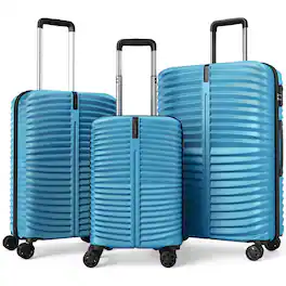 Costway - 3PCS Hardside Luggage Set (20/24/28 Inch) with 8-Spinner Wheels, 3-Digital Lock - Blue