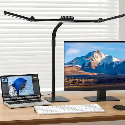 Front. Dazzed Corner - LED Desk Lamp, Dimmable Architect Table lamp - Black.
