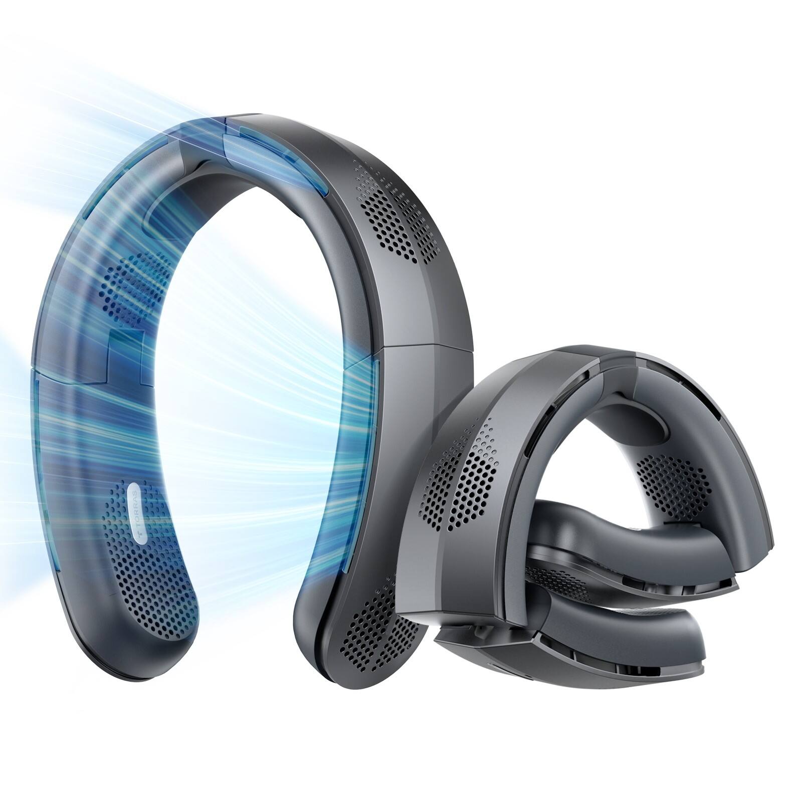 TORRAS - COOLiTE Portable Foldable Neck Fan - Space Black - Front_Zoom