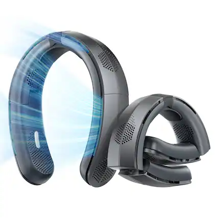 Front. TORRAS - COOLiTE Portable Foldable Neck Fan - Space Black.