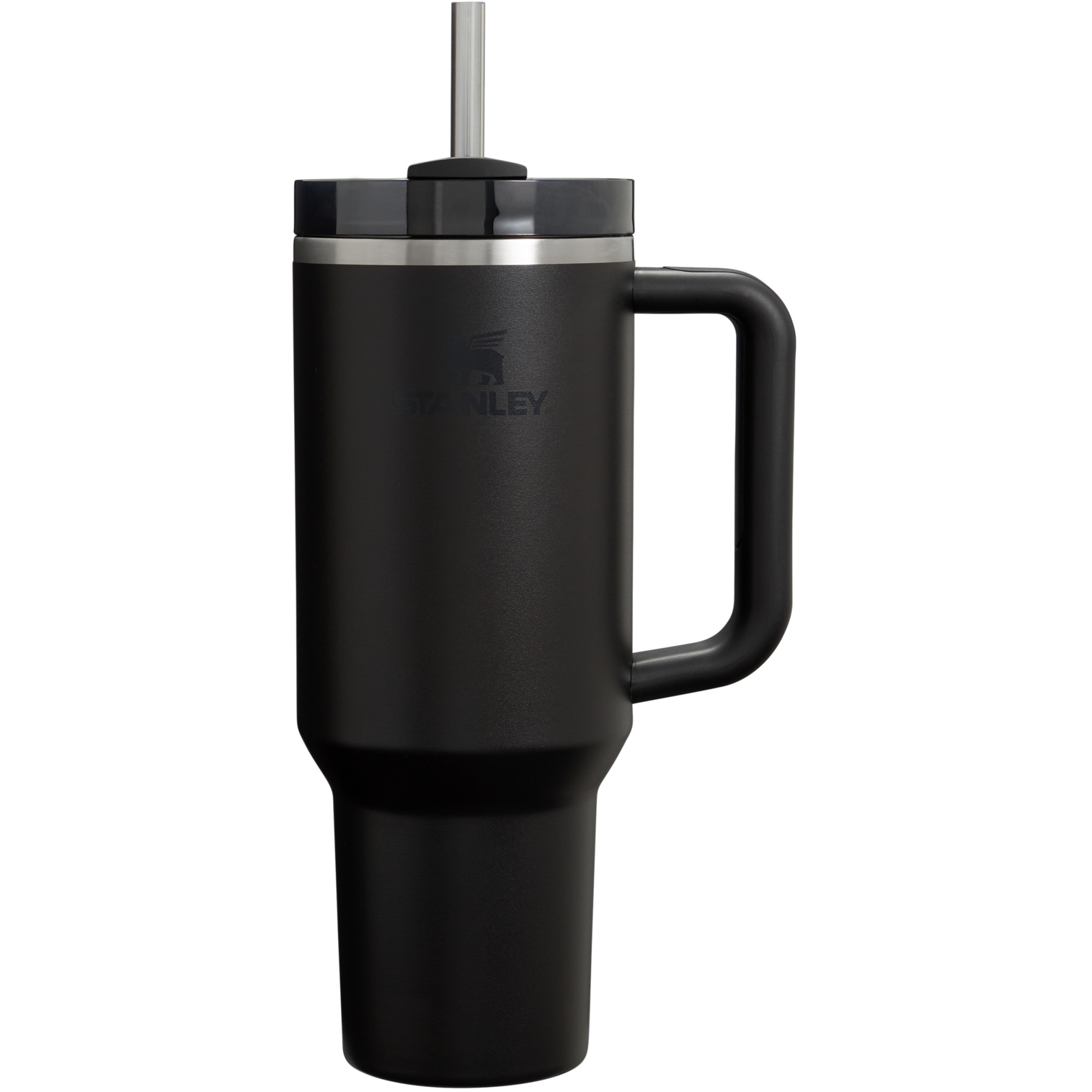 Front. Stanley - Stanley Quencher H2.0 Tumbler with Handle & Straw 40oz Water Bottles - Black.