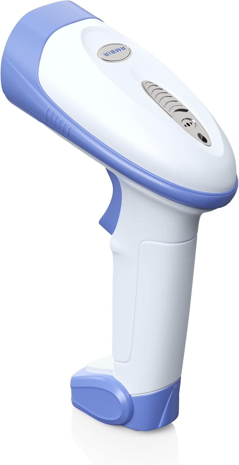Front. Ambir Technology Inc - AMBIR BR200 Wireless/USB Barcode Scanner: Supports-1D,2D,PDF417, & QR barcodes. OS: Win, Mac, Linux, Android-White/Blue - White and Blue.