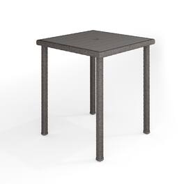 Martha Stewart - Bedford Outdoor Rattan Wicker Patio Bar Table with Engineered Wood Top - Gray