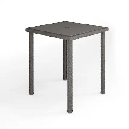 Front. Martha Stewart - Bedford Outdoor Rattan Wicker Patio Bar Table with Engineered Wood Top - Gray.