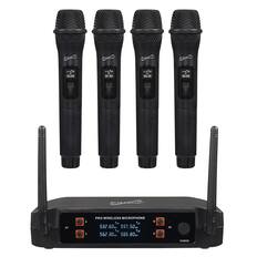 Sure, here is the corrected and grouped text from the image:
---
**Supersonic**
**PRO WIRELESS MICROPHONE**
- **A**
532.60 MHz
557.50 MHz
- **B**
562.30 MHz
565.80 MHz
- **C**
532.60 MHz
557.50 MHz
- **D**
562.30 MHz
565.80 MHz
---
**RF**
**POWER**