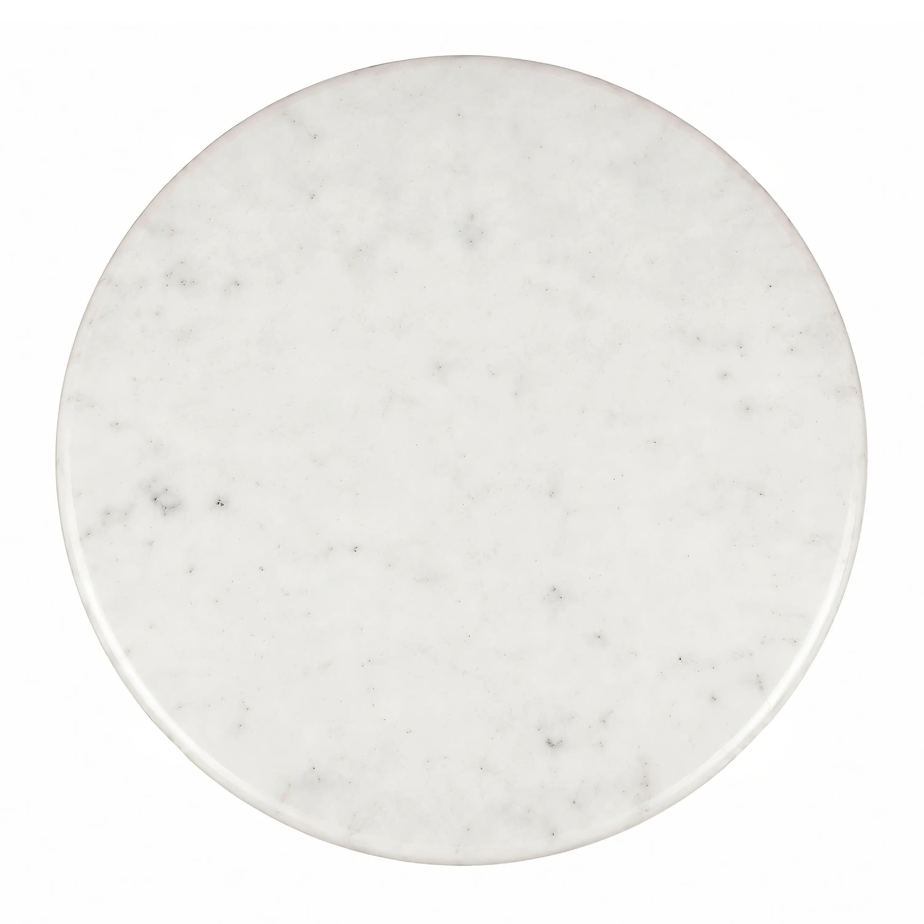 Alt View 2. Manhattan Lane - Minza Accent Side End Table, Modern White Marble Round Top, Hand Forged, Hammered Antique Nickel Finish, 24 Inch - Silver, White.