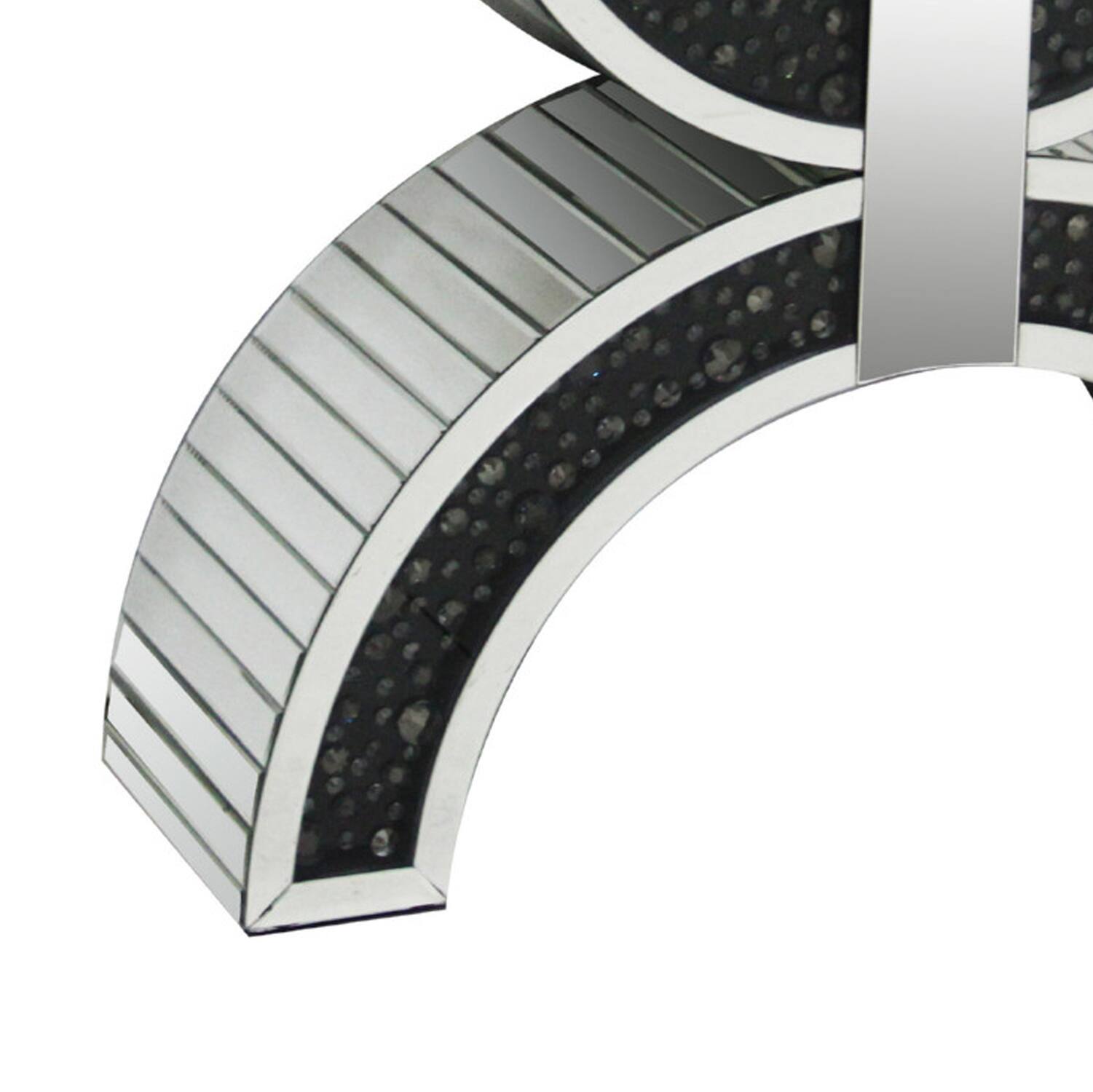 Alt View 3. Manhattan Lane - Wood and Mirror  Console Table with Geometric Style Base, Clear and Black - Black and Clear.