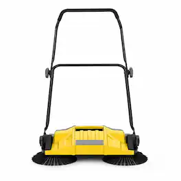 RYHNUYNE - Walk-Behind Hand Push Floor Sweeper, 25.6 in Sweeping Width, 5 Gallons Waste Container, Folding Handle - Yellow