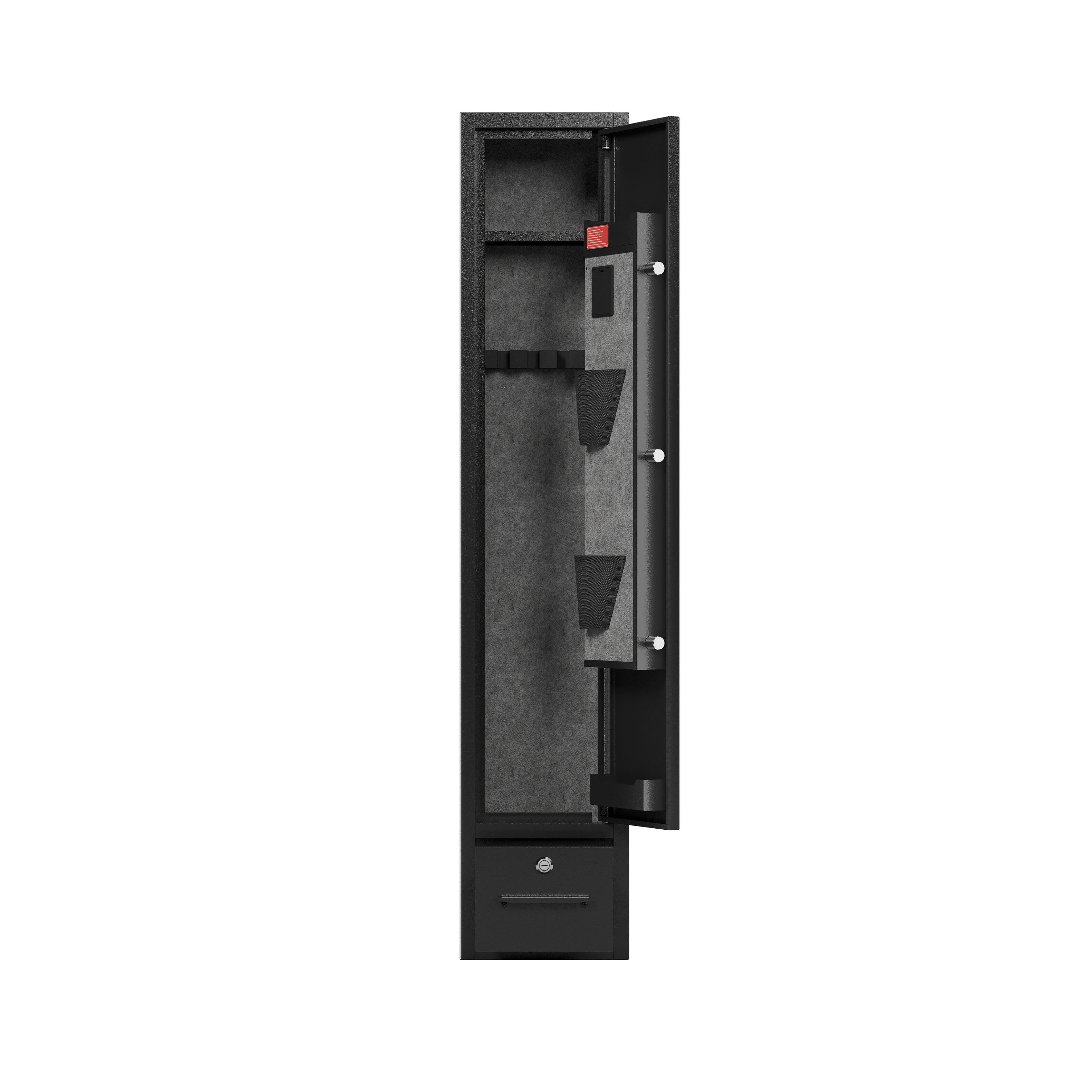 Alt View 1. GOODSILO - Rifle Safe - 4 Gun Capacity, Digital Lock, Removable Shelf, Scoped Rifle Rack & Storage Drawer - Black.