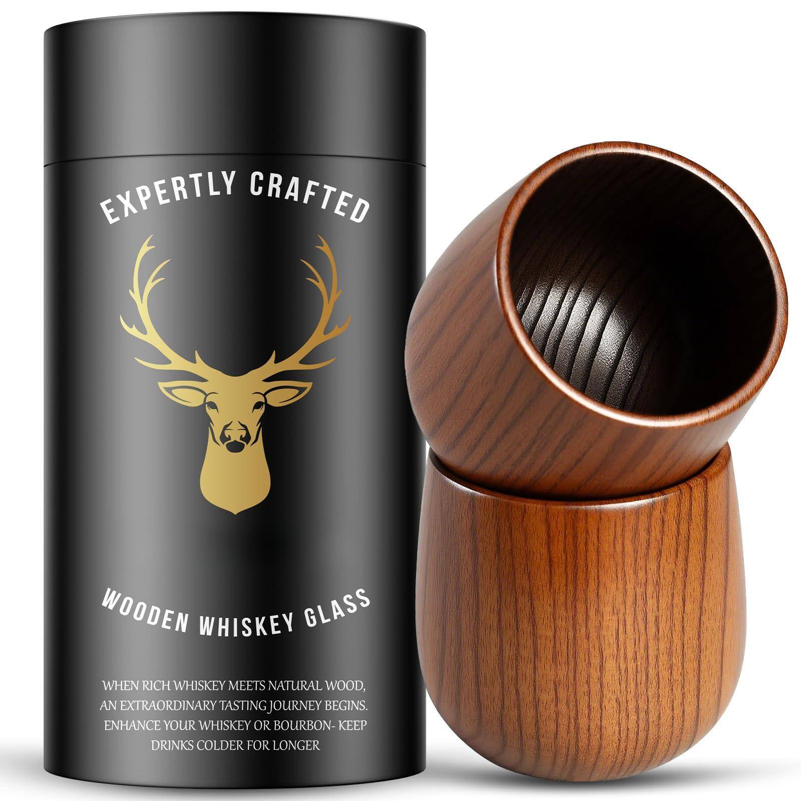 Pacoar Cade - Wooden Gifts For Men Charred Wood Glasses Who Have Everything Gift Dad Or Boyfriend On Father's Day Birthday - 2 pack