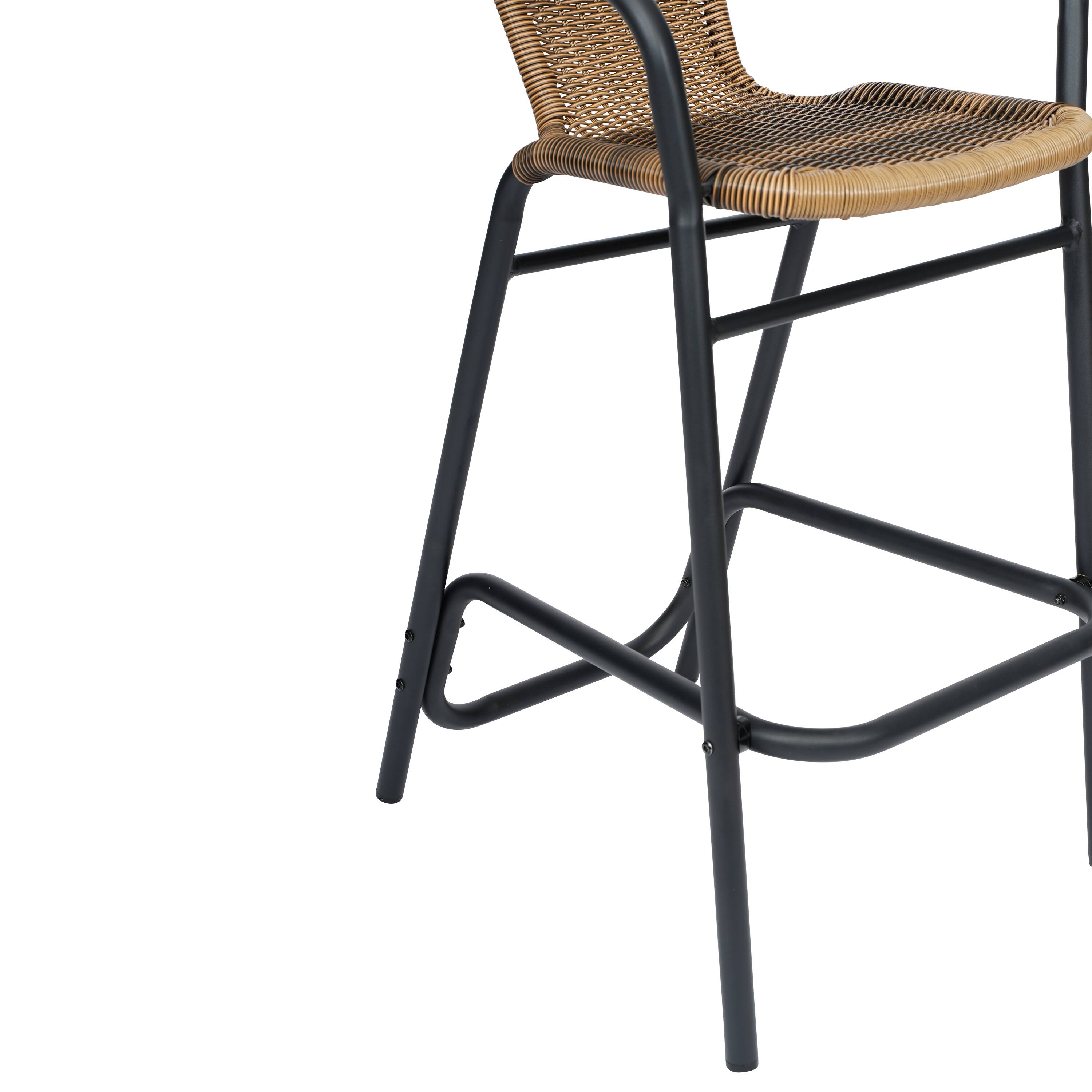 Alt View 9. Emma + Oliver - Rhea Indoor/Outdoor Restaurant Style Rattan Barstool - Medium Brown.