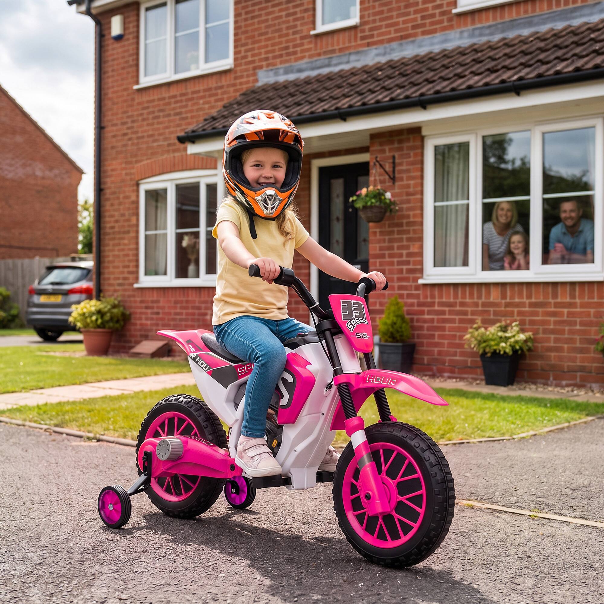 Aosom Kids Motorcycle with Dual Motors, Training Wheels, Rear ...