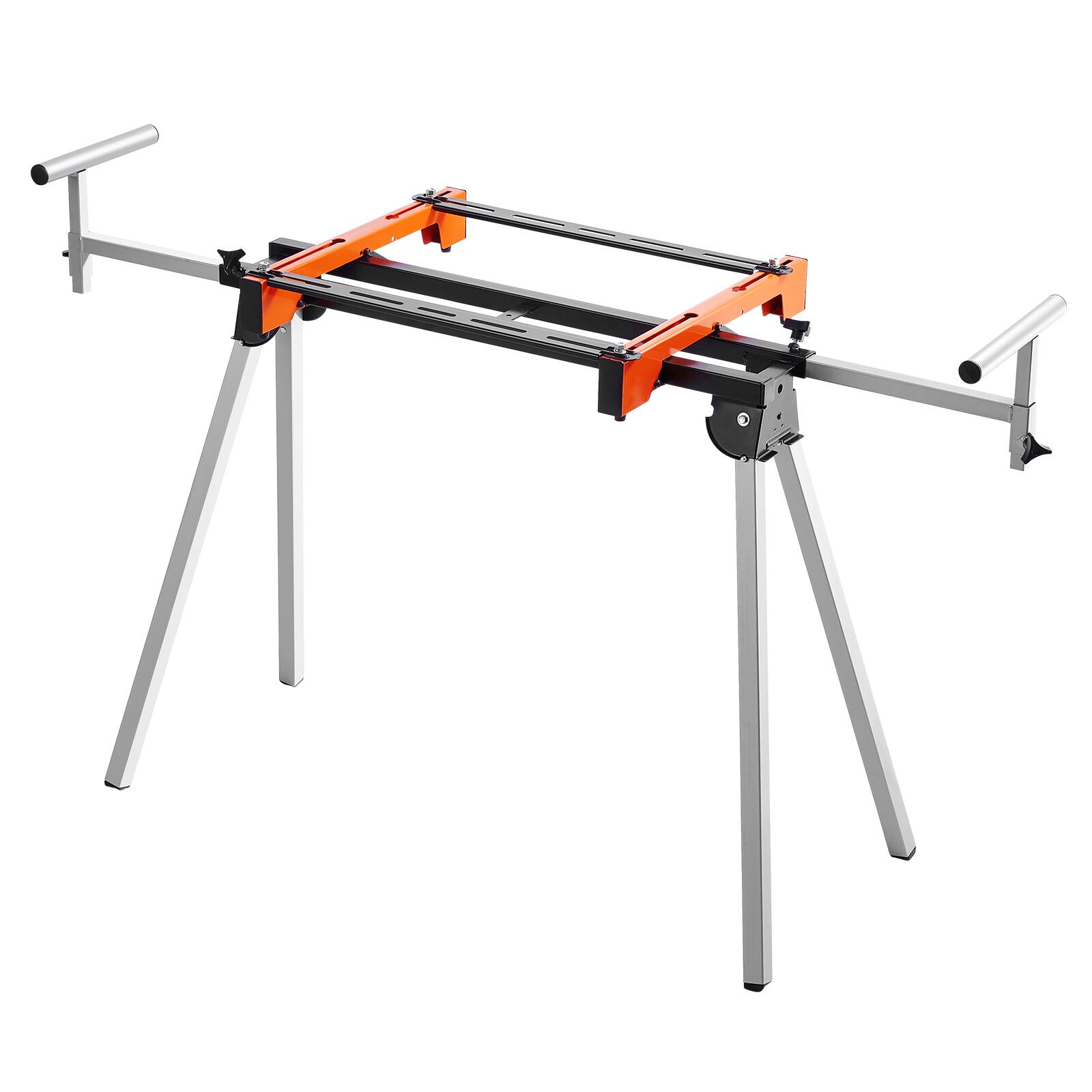 VEVOR - Miter Saw Stand, 300lbs Load Capacity Steel Collapsible Stand for Miter Saw with One-piece Mounting Brackets Clamps - Silver;Black;Orange