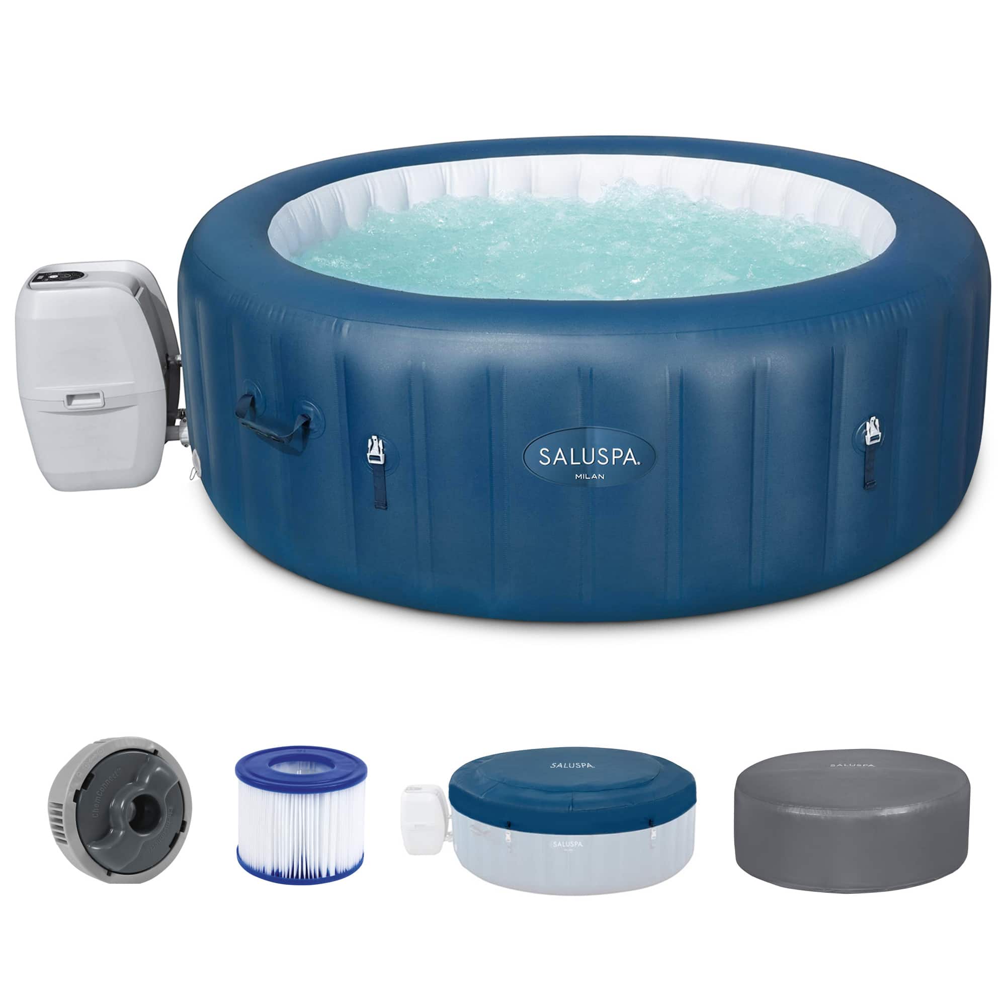 Bestway - SaluSpa Milan AirJet Inflatable Hot Tub with EnergySense Cover - Blue