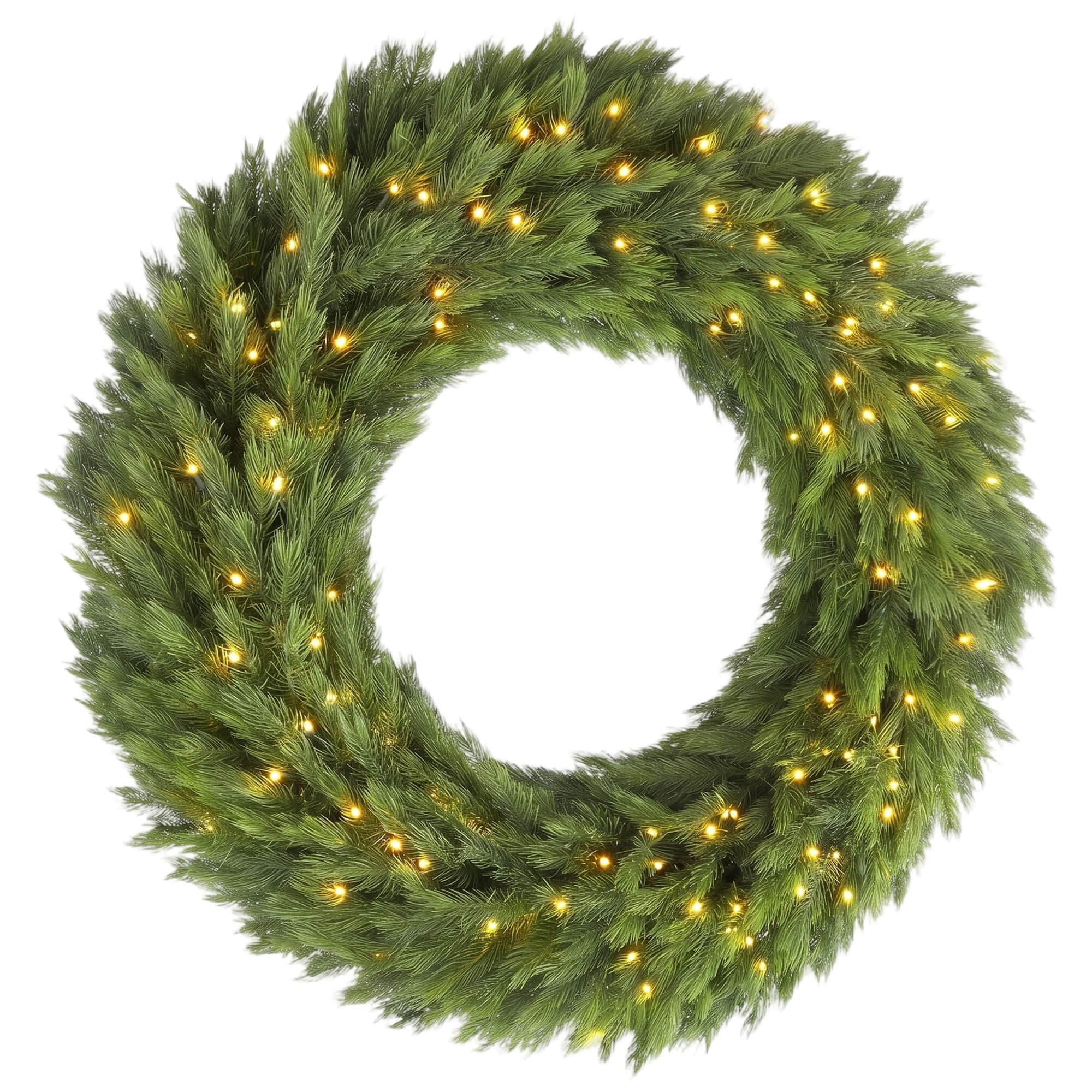 Homcom - Christmas Decoration, 36 in Pre-Lit Norwegian Spruce Artificial Christmas Wreath with 100 LED Lights - Green