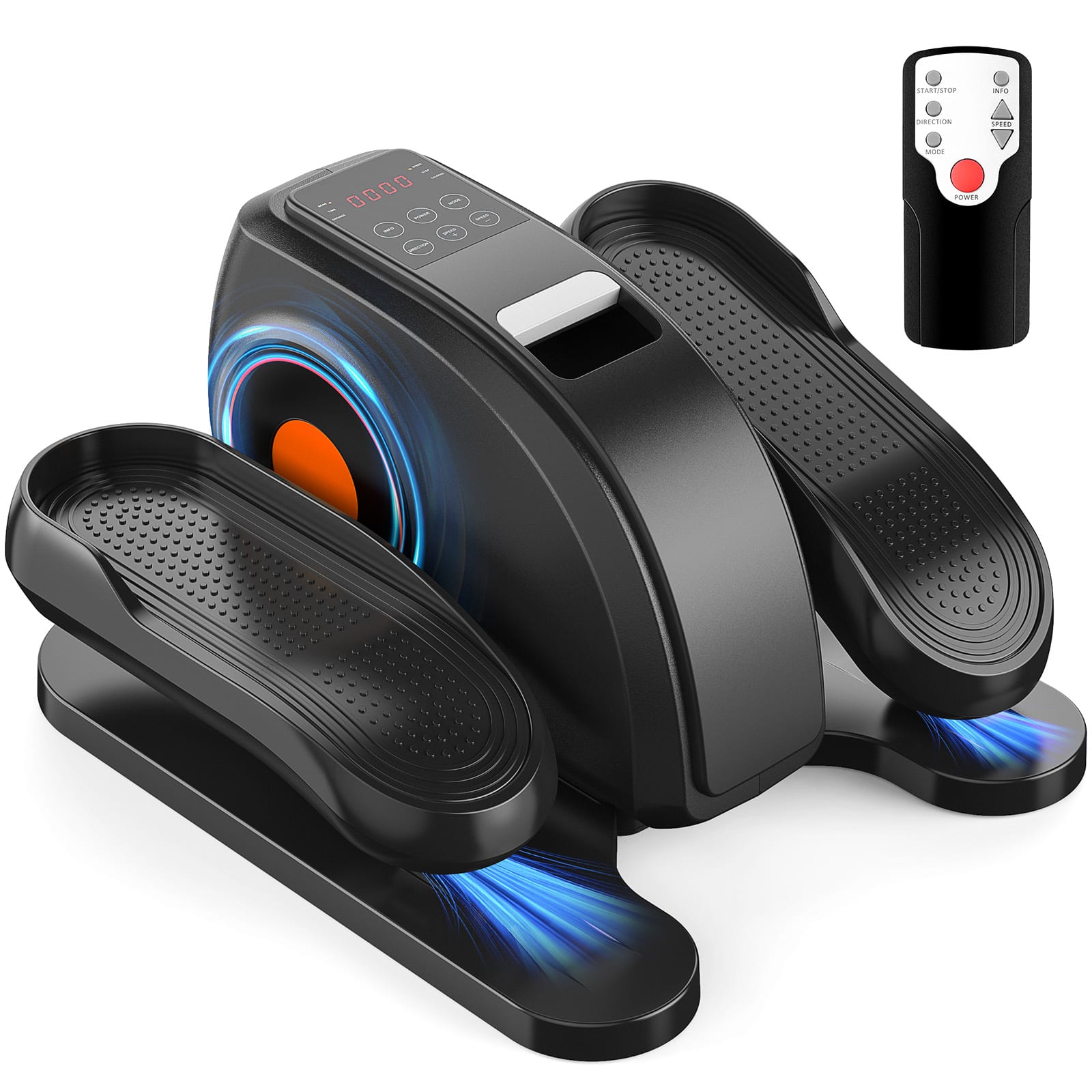 Aukfa - Compact Under-Desk Elliptical - Quiet, Portable Pedal Exerciser with Adjustable Speed & LED Display for Home - Black