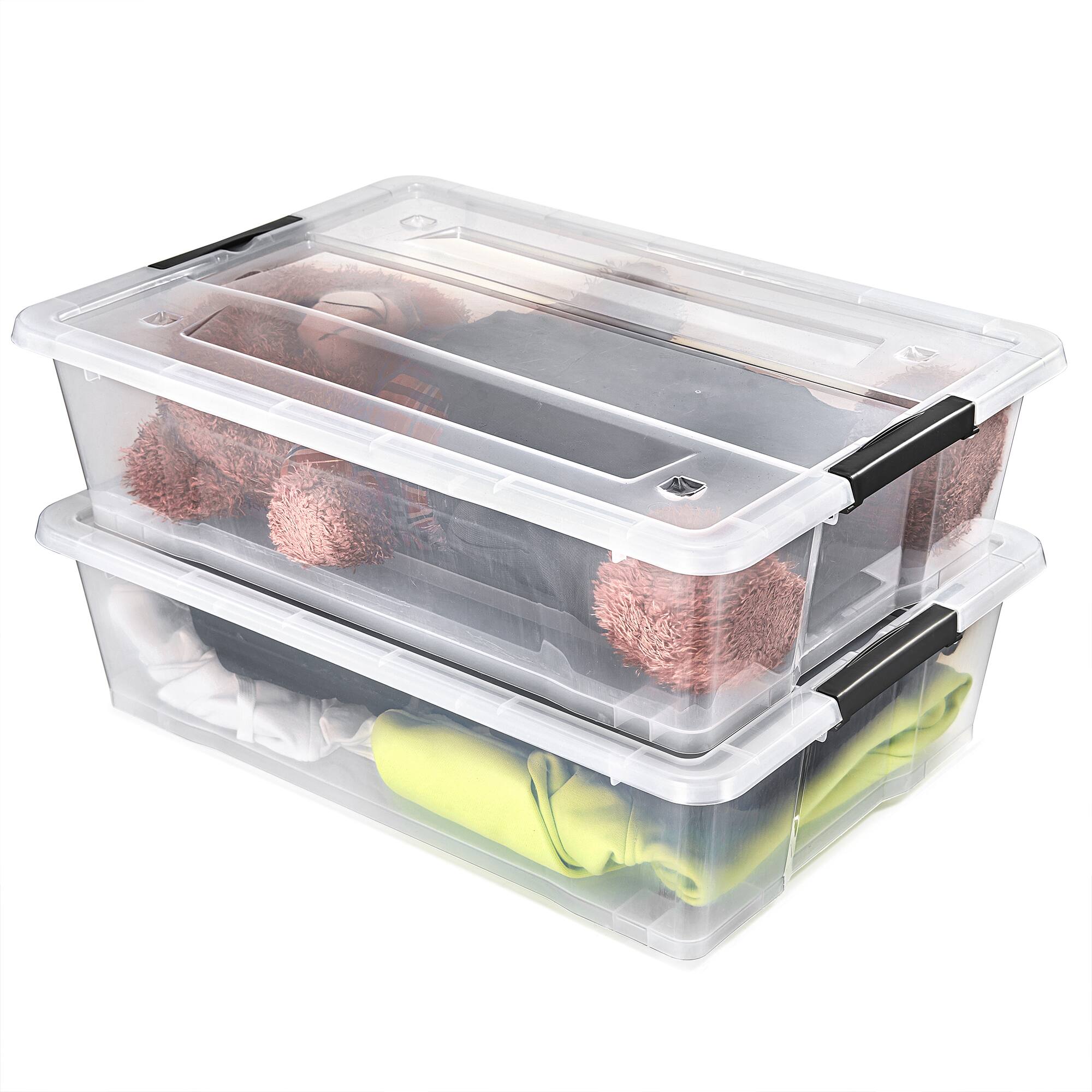 Angle. Sorbus - Sorbus 2 Pack 40qt Underbed Bins with Lids and Handles - Clear.