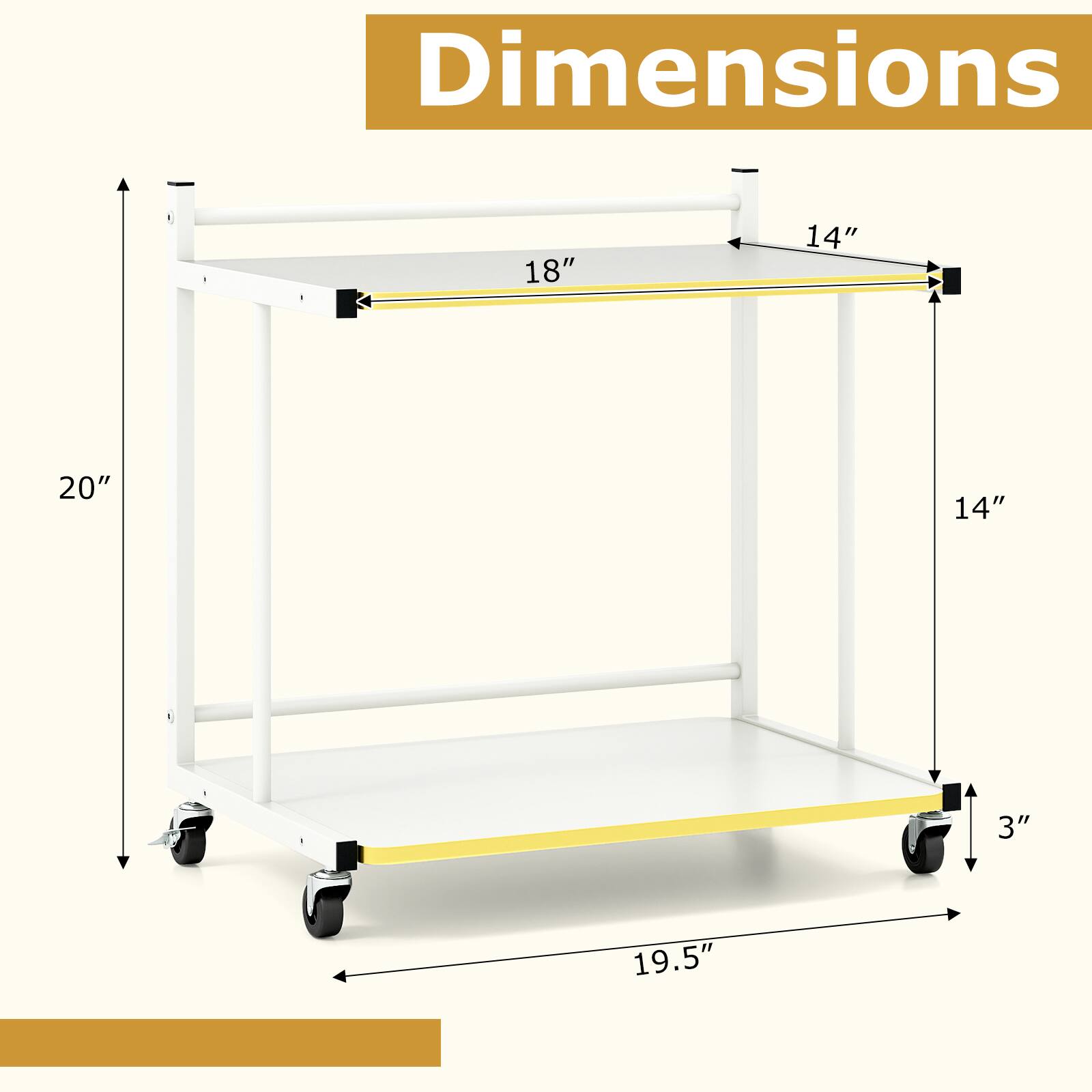 Dimensions: 18" x 14" x 20" x 14" x 3" x 19.5"