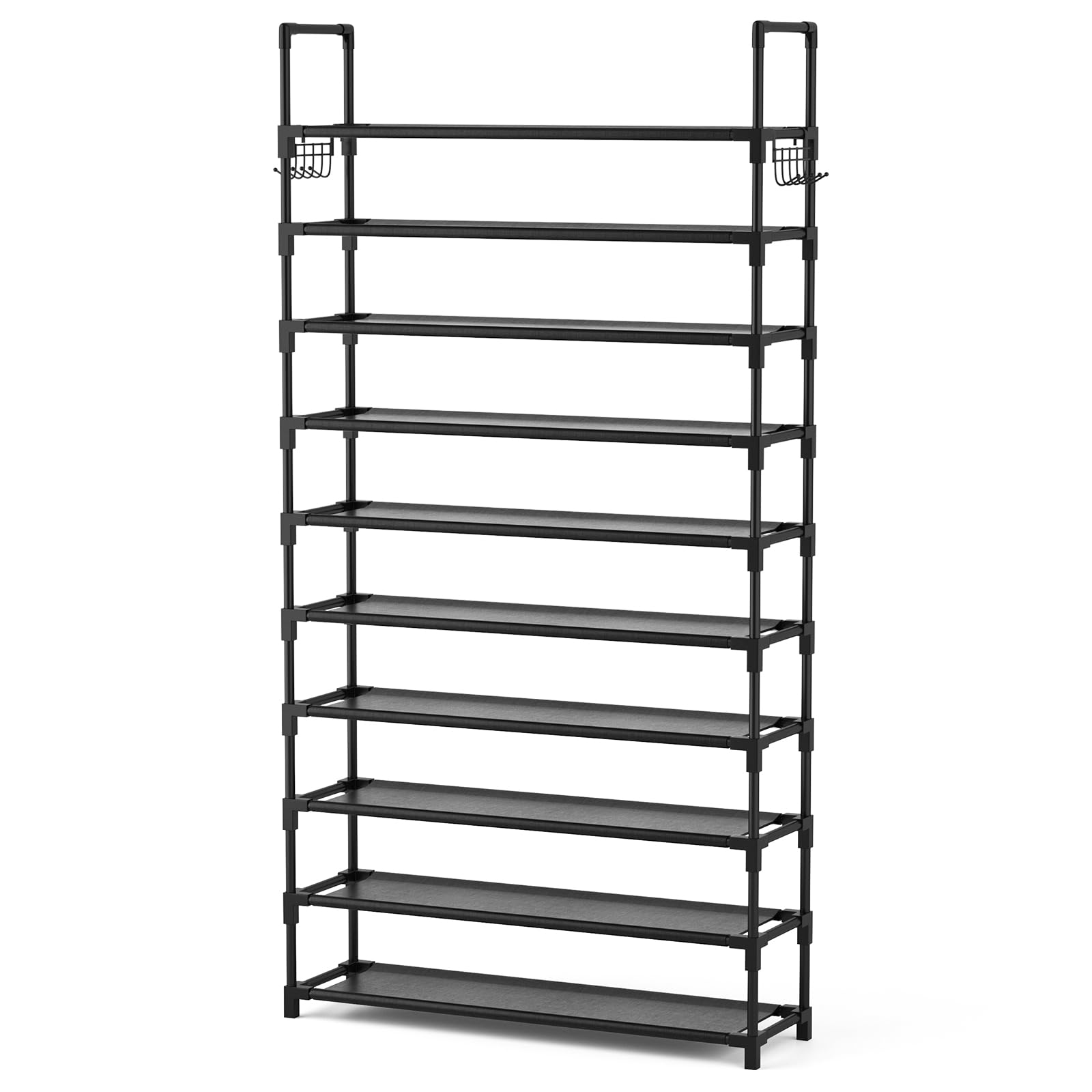 Alt View 7. Hanke - Tier Shoe Rack Tall Large Capacity 50 Pair Wide Organizer With Two Hooks Sturdy Metal Shelf For Entryway Cl... - Grey 34" Wide - 10 Tier.