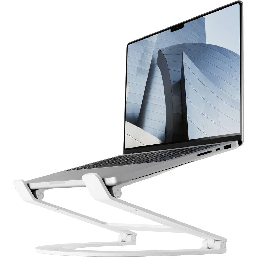 HongFei - Curve Flex | Ergonomic Height & Angle Adjustable Aluminum Laptop/MacBook Stand, fits 10"-17", folds flat, matte - White