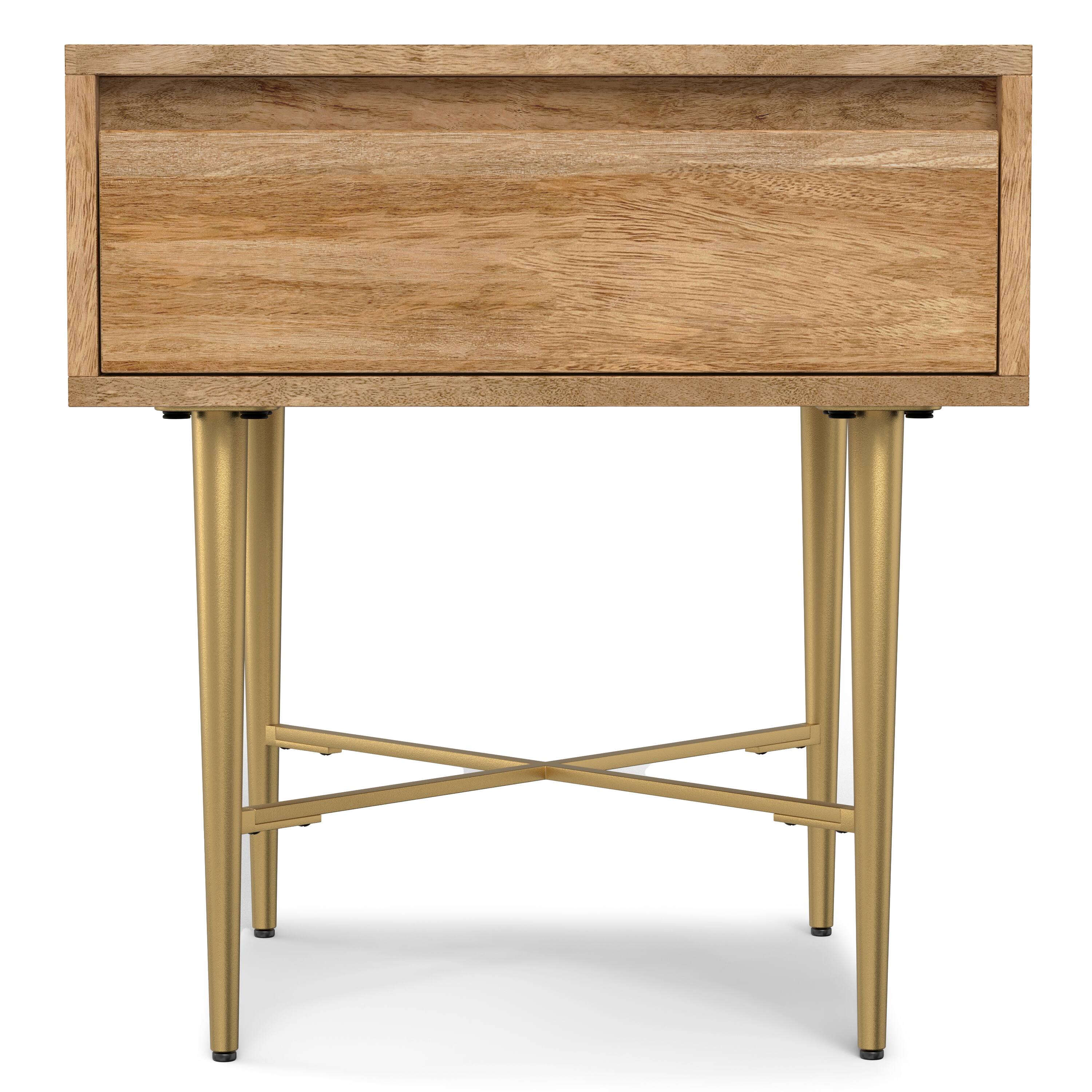 Left. Simpli Home - Fallon SOLID MANGO WOOD 20 inch Wide Square Contemporary End Table with Drawer in Natural - Natural.