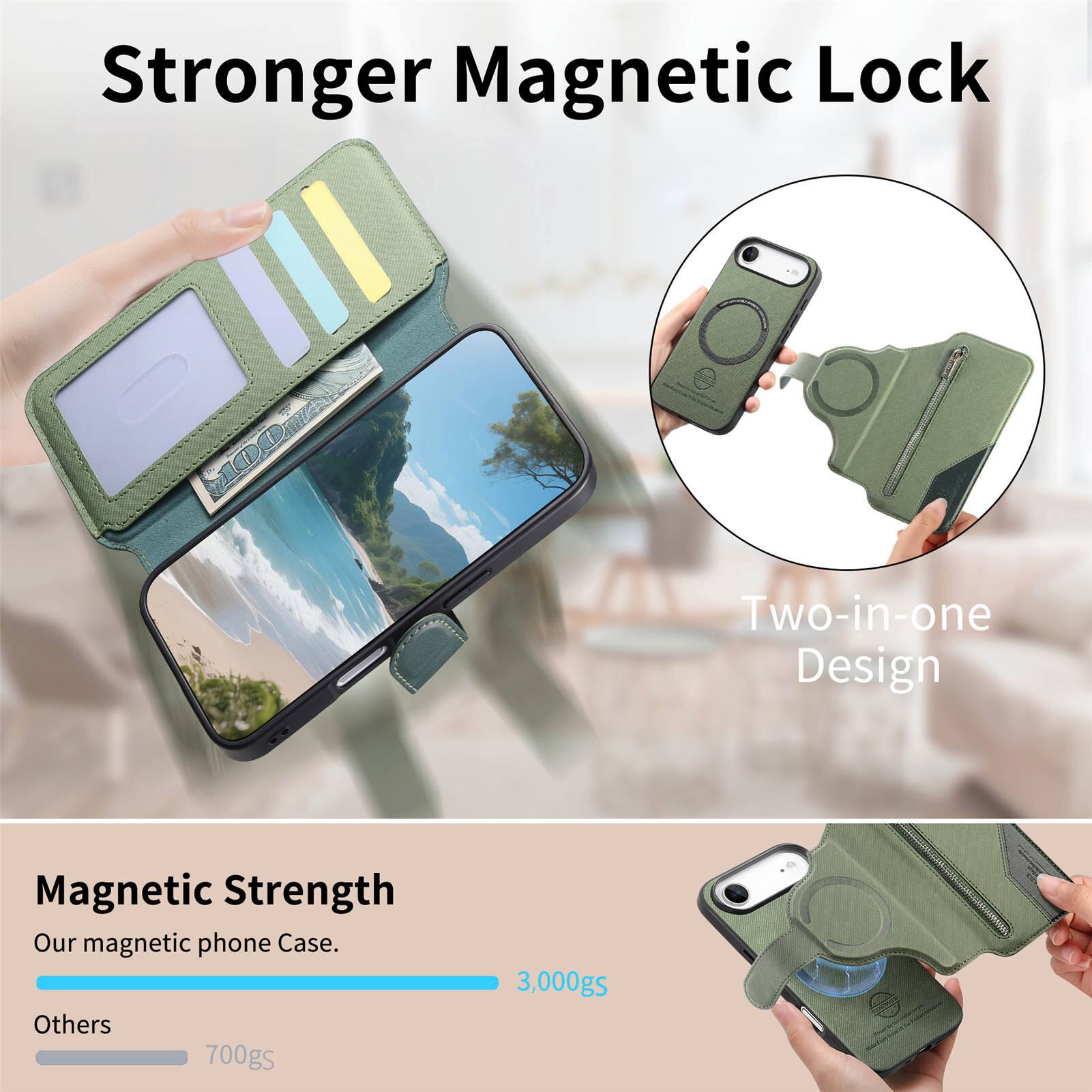 Stronger Magnetic Lock  
Two-in-one Design  
Magnetic Strength  
Our magnetic phone case.  
Others: 700gs  
3,000gs