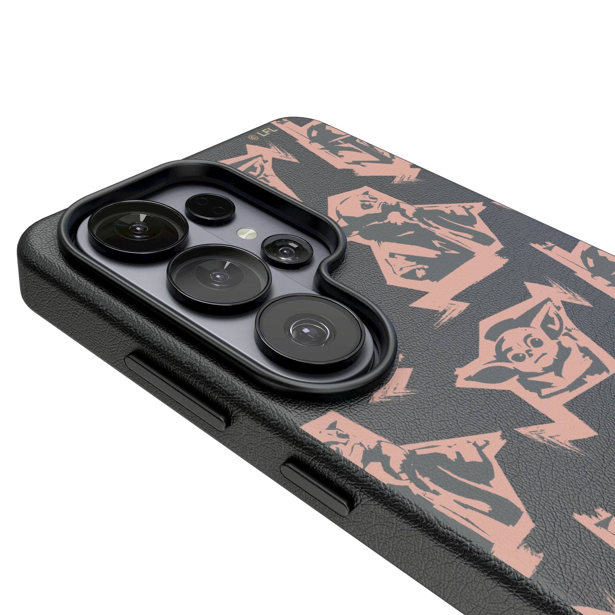 Left. Keyscaper - Star Wars: The Mandalorian Pattern MagSafe Compatible Phone Case - Samsung Galaxy S26 - Grogu.