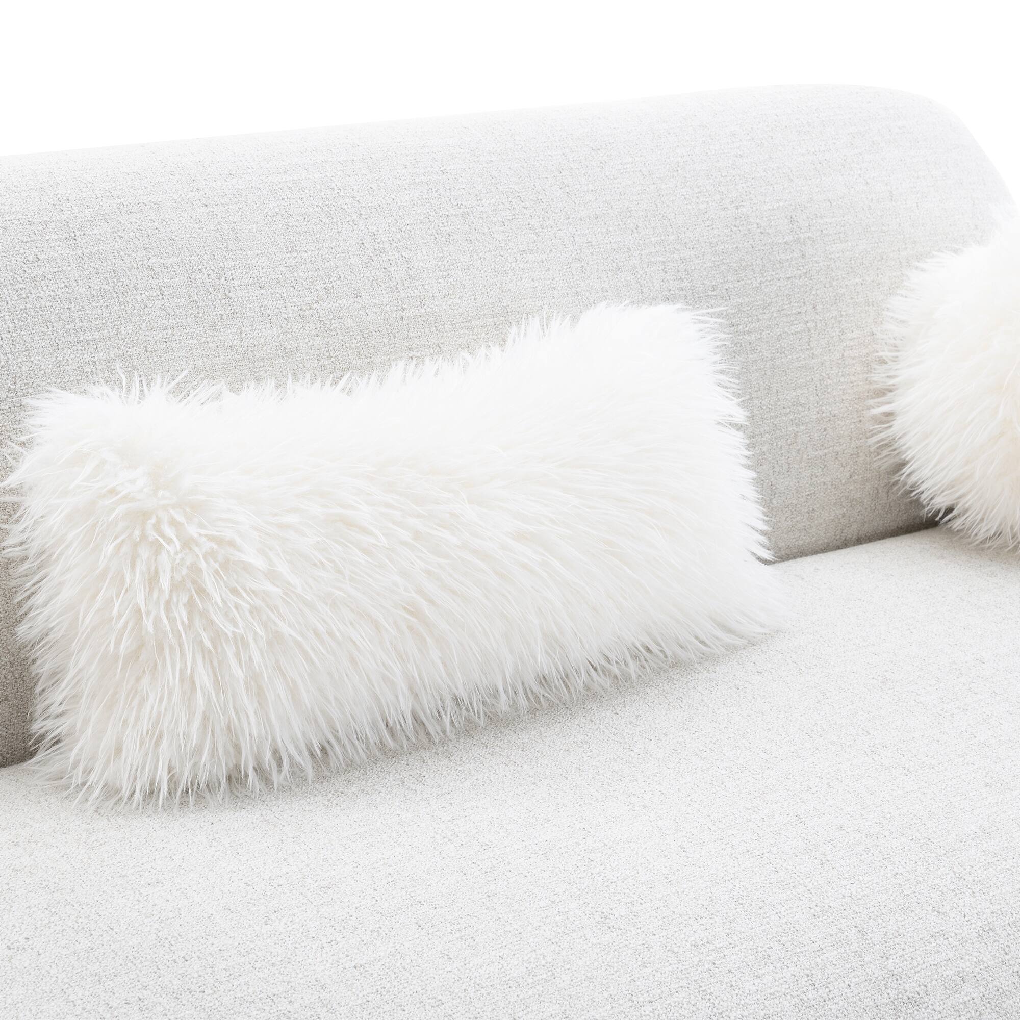 Angle. Vaczon - Cozy Bench-Style Sofa with Soft Cushioning and Plush Accent Pillows, Ideal for Family Room or Lounge - Oat.