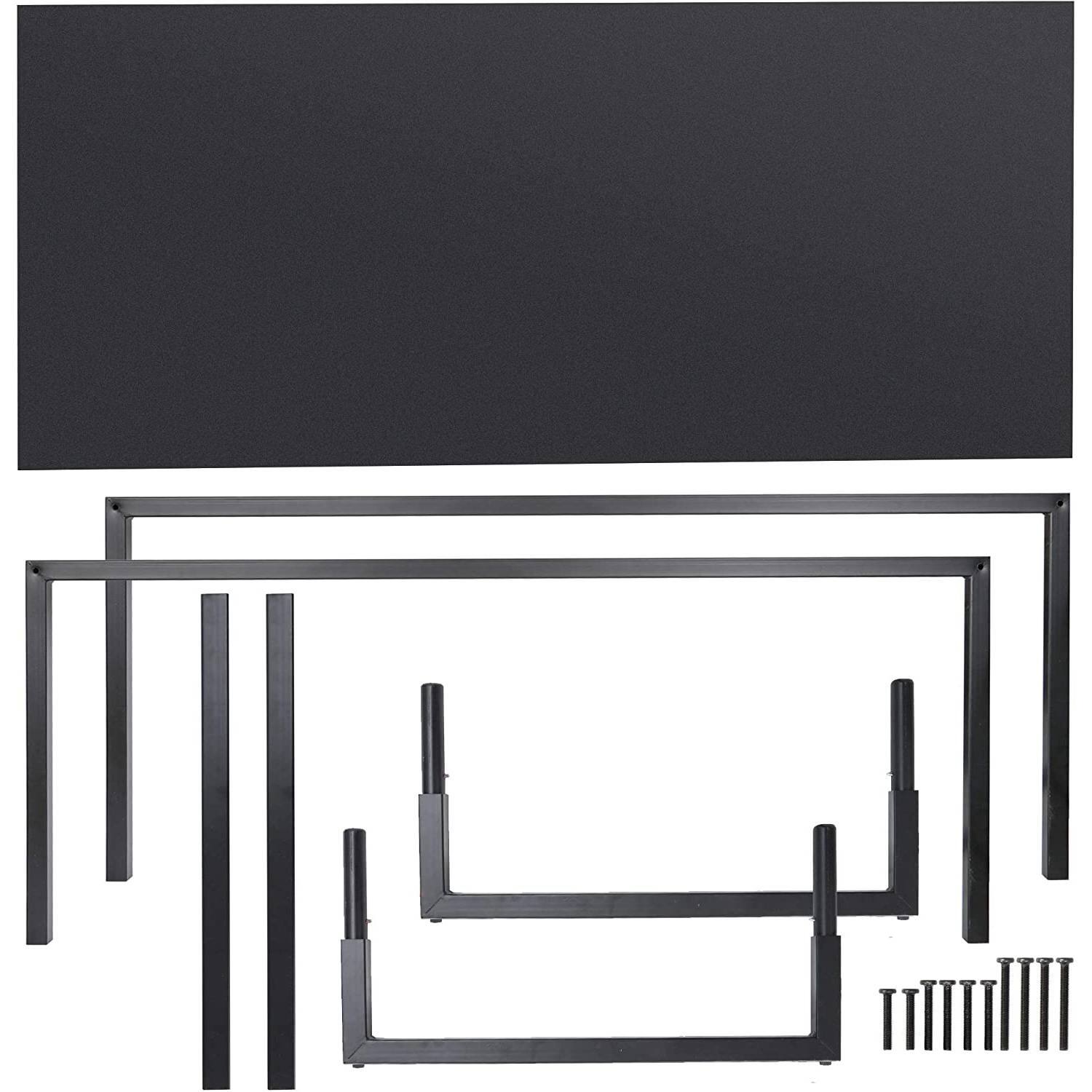 Back. Hivvago - Black Metal Frame Wood Top Modern Home Office Laptop Computer Desk Writing Table - Black.