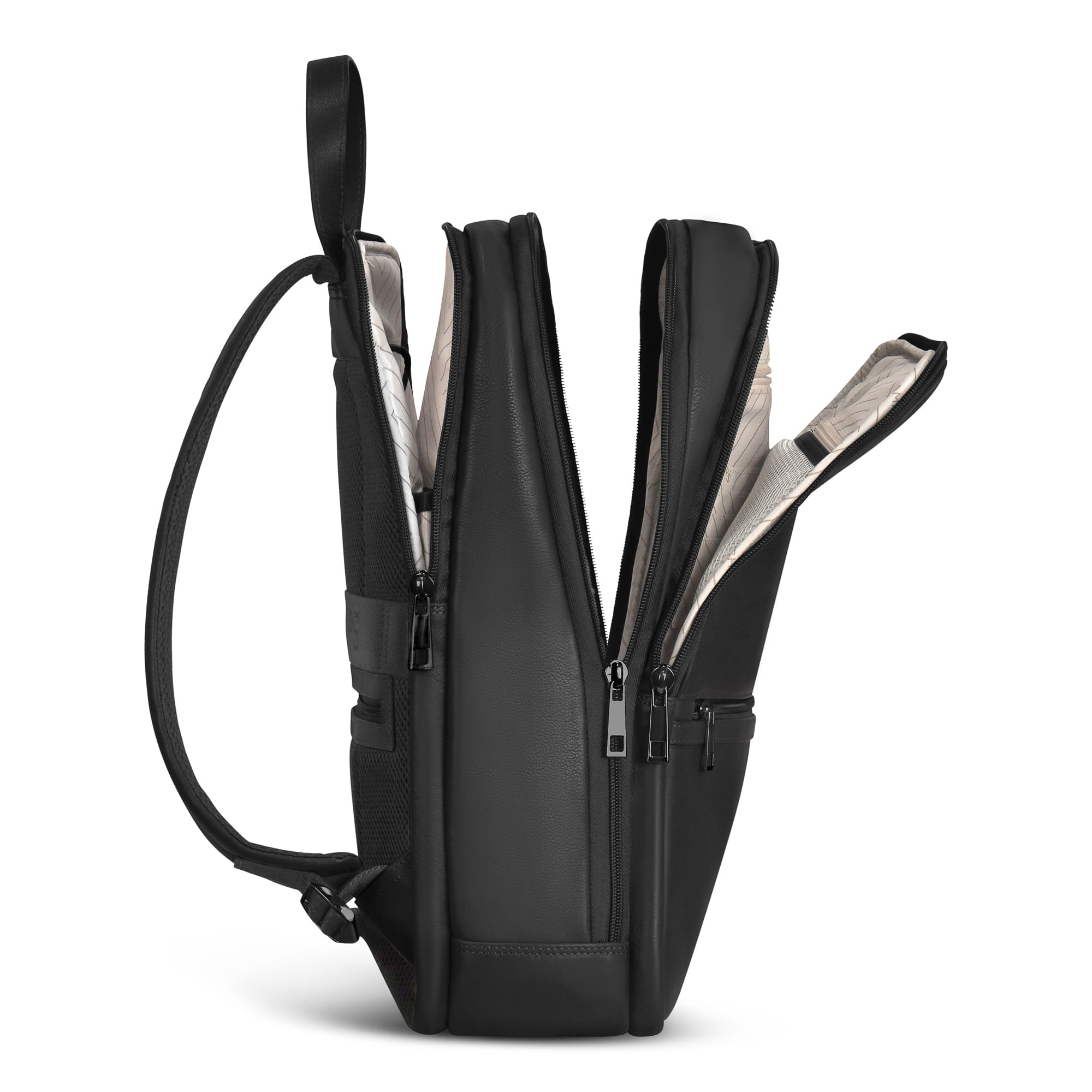Champs Onyx Collection Leather Classic Laptop Backpack Black OB