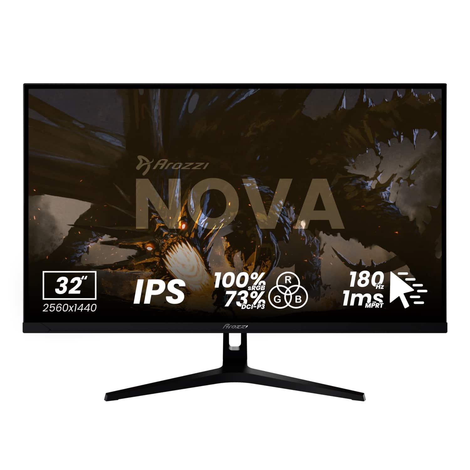 Arozzi NOVA 32" 2560x1440 100% sRGB 73% DCI-P3 IPS 180 Hz 1ms MPRT