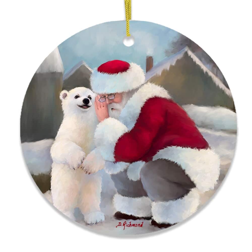 OrnamentallyYou - Sharing Secrets Santa and Polar Bear Winter Dream Christmas Ornament - Multi-colored