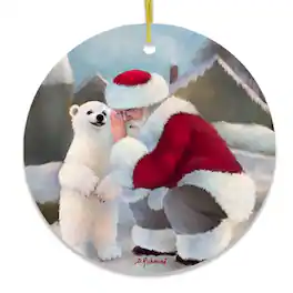 OrnamentallyYou - Sharing Secrets Santa and Polar Bear Winter Dream Christmas Ornament - Multi-colored