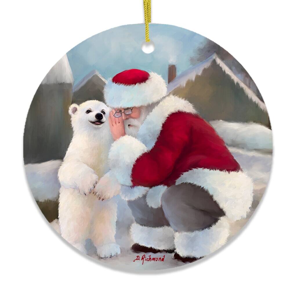 Front. OrnamentallyYou - Sharing Secrets Santa and Polar Bear Winter Dream Christmas Ornament - Multi-colored.