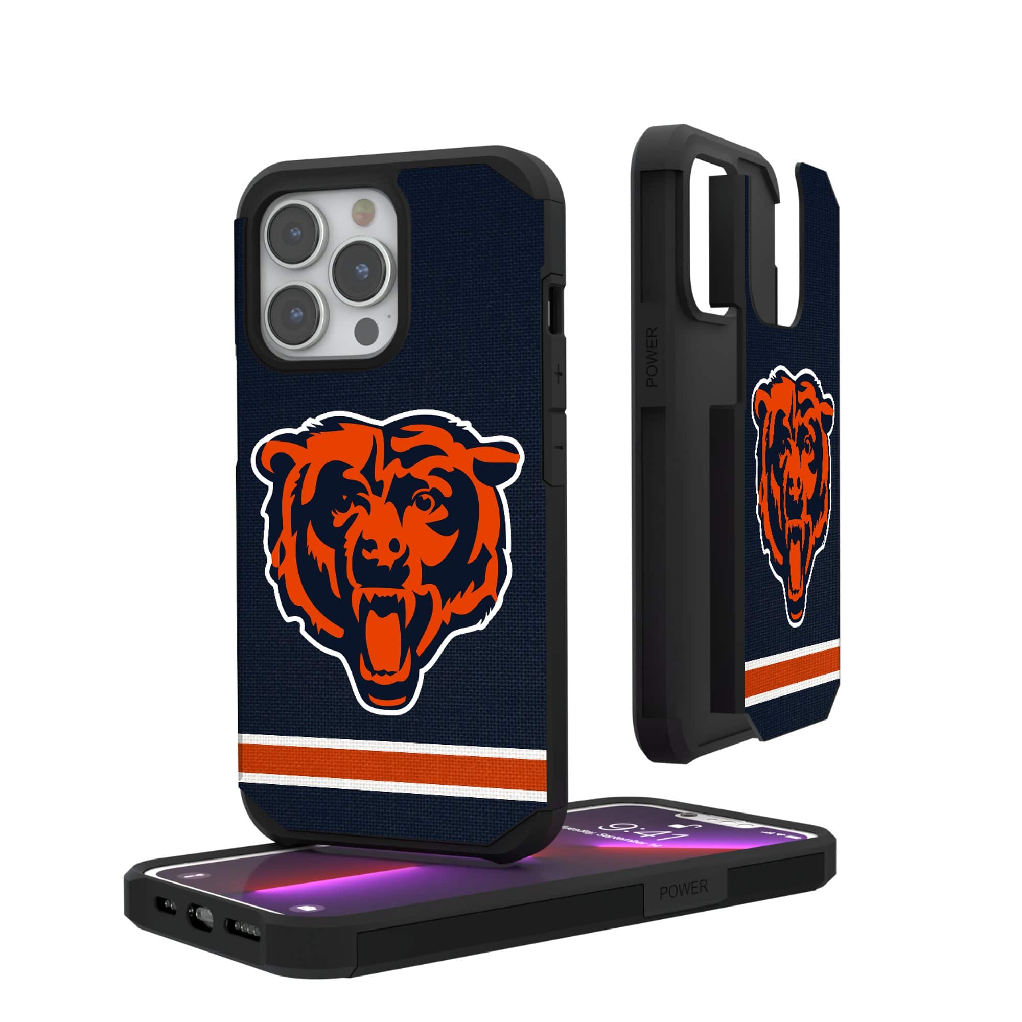 Keyscaper - NFL - Chicago Bears iPhone Rugged Stripe Design Case - 16 - Multicolor