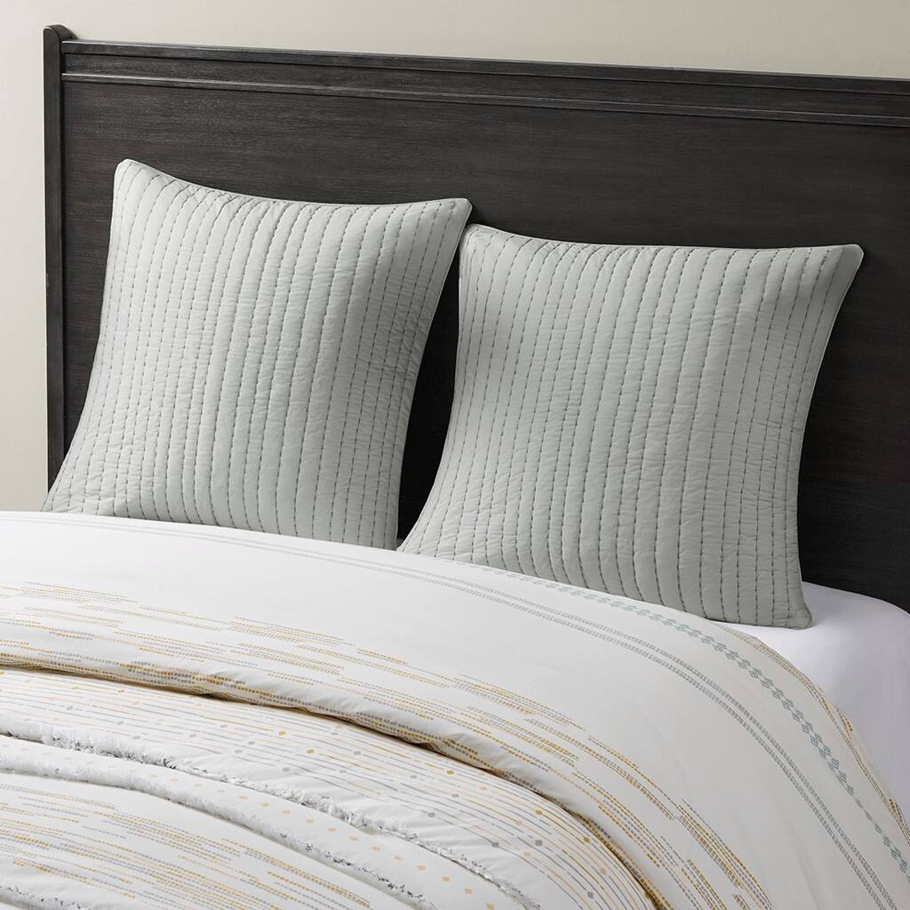 Alt View 1. Gracie Mills - Gracie Mills Johnny Farmhouse Chic Cotton Quilted Euro Sham - Grey.