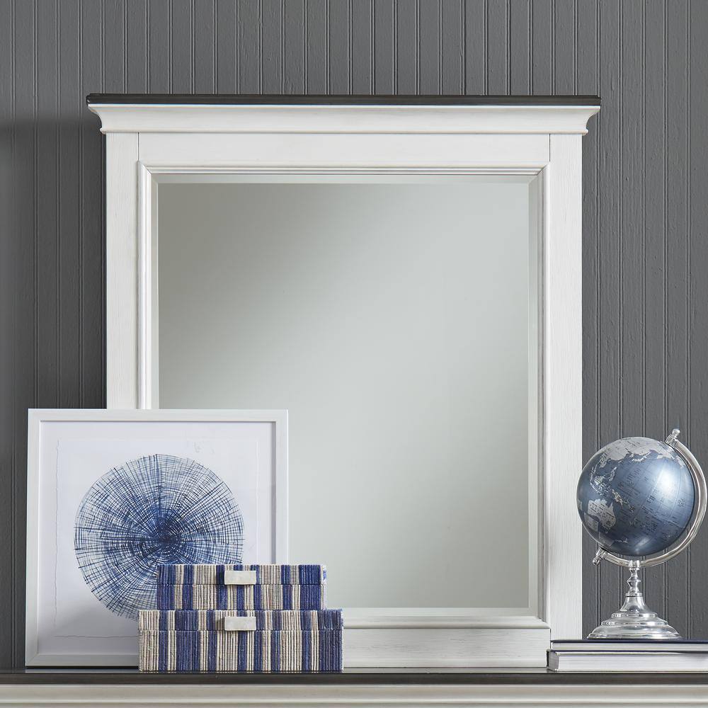 Alt View 3. Liberty Furniture Industries - Allyson Park Crown Mirror in Wirebrushed White w/ Charcoal Top - White.