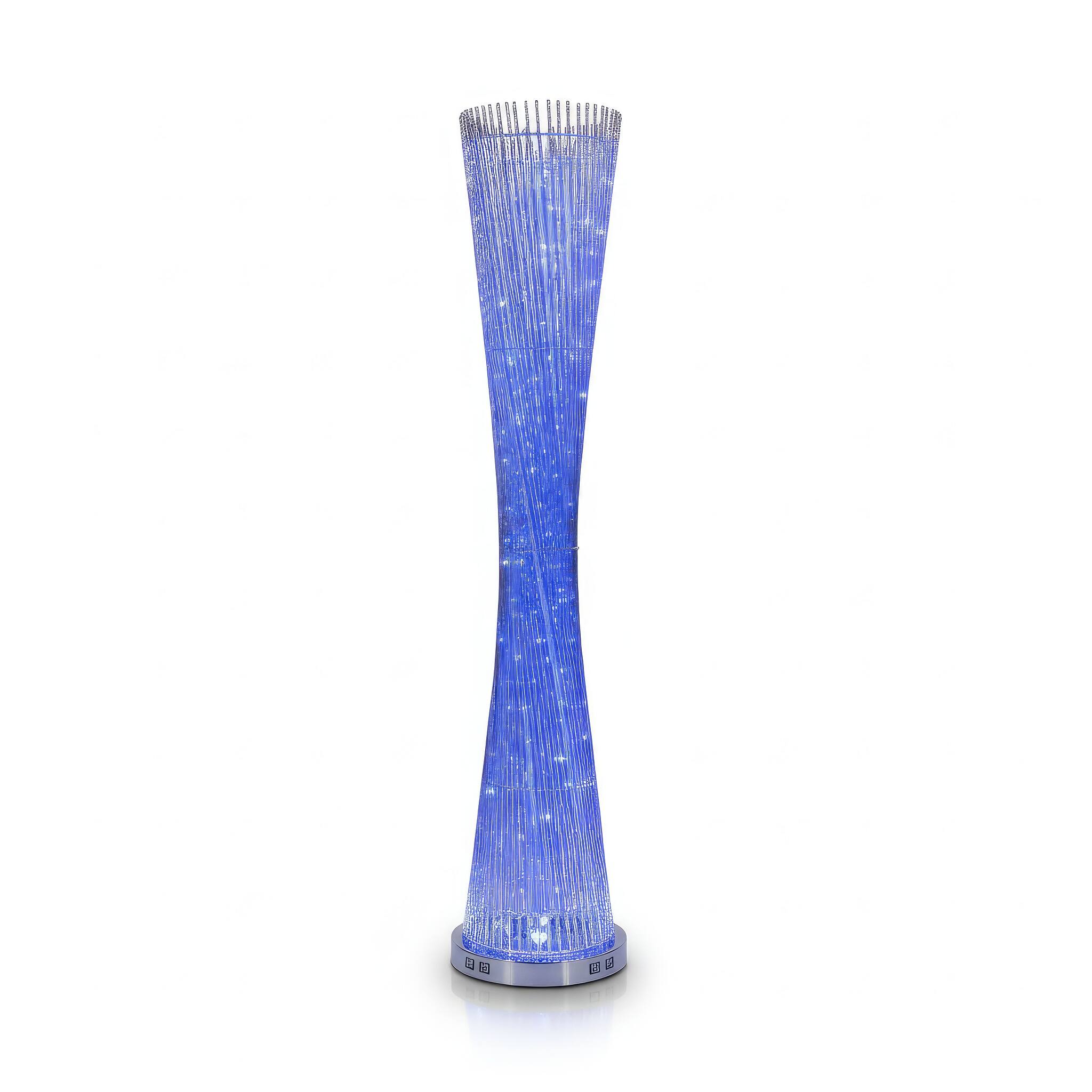 Angle. FC Design - 55"H Blue & Gold Twisted Rod Vase with  LED Floor Lamp.